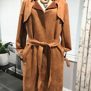 Faux Suede Women’s Brown Trench Coat